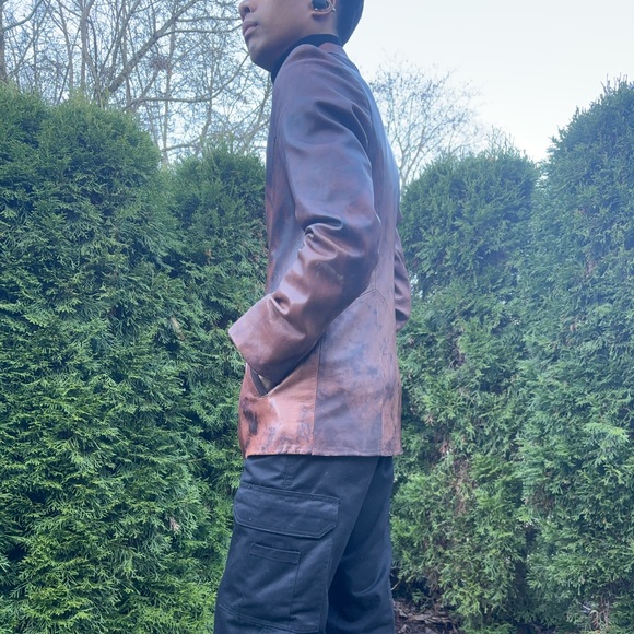 Brown blazer style leather jacket - Picture 4 of 7